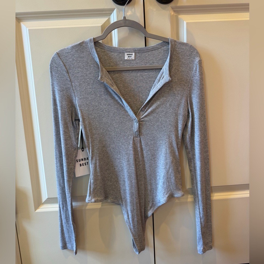 Aritzia Sunday Best Light Gray Bodysuit